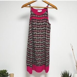 NWT THML Luceea Women's Small S Fuchsia Floral Print Sleeveless Layered Dress